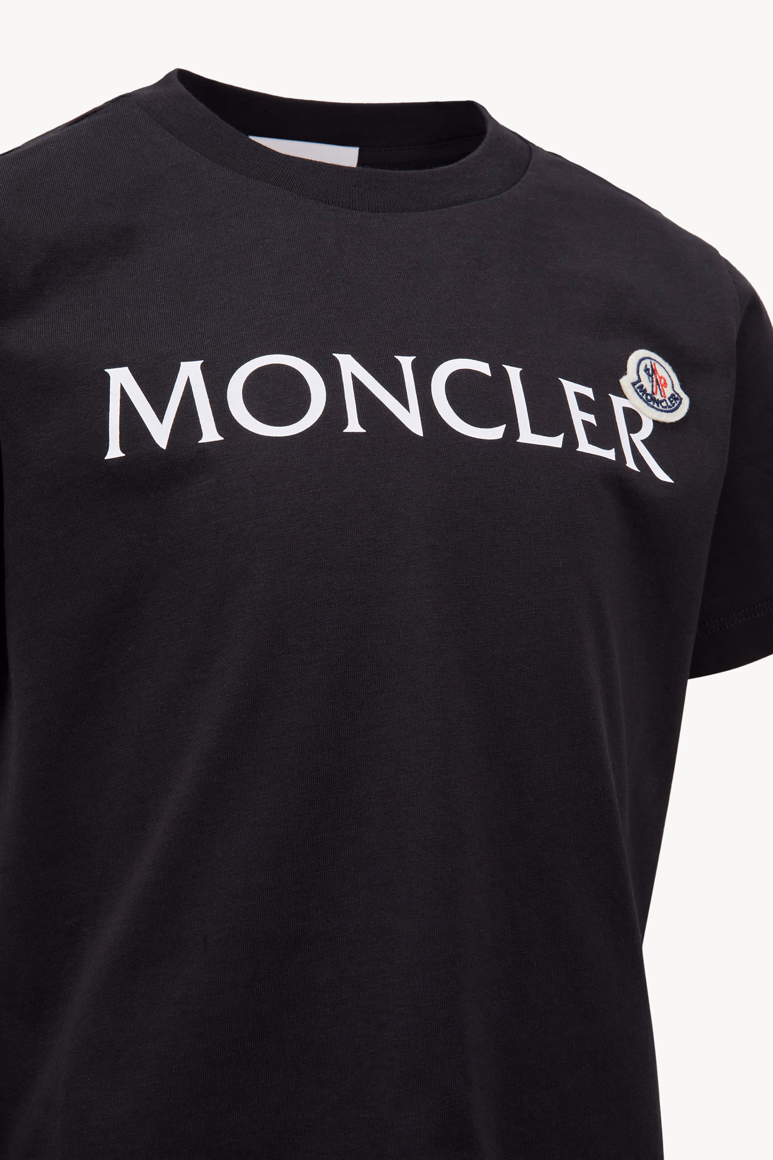 Logo Cotton T-Shirt Boy Black Moncler 4